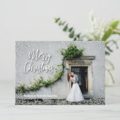 ホワイト葉クリスマス写真 シーズンカード (スタンド正面)