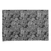 ホワイト葉ズオンブラックピラローケース 枕カバー (正面右)