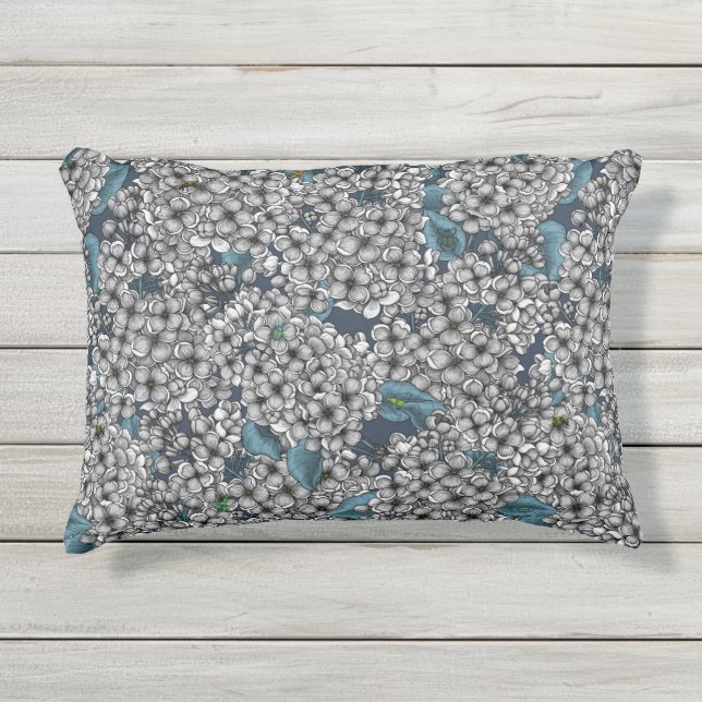 ホワイト薄紫園 アウトドアクッション (正面)