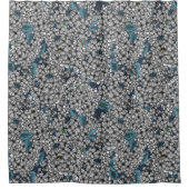 ホワイト薄紫園 シャワーカーテン (正面)