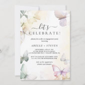 ホワイト蝶婚約パーティ 招待状 (正面)