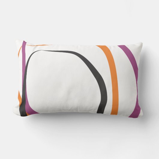ホワイト装飾用クッション(紫とタンジェリンアクセント付) ランバークッション (正面)