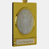 ホワイト認識度リボンエンジェルアートカスタムオーナメント ゴールドプレートバナーオーナメント (右)