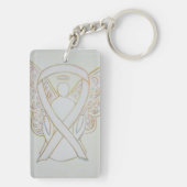 ホワイト認識度リボンエンジェルキーチェーン キーホルダー (裏面)