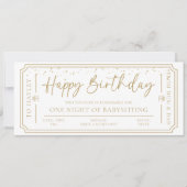 ホワイト誕生日ベビーシッター商品券カード 招待状 (正面)