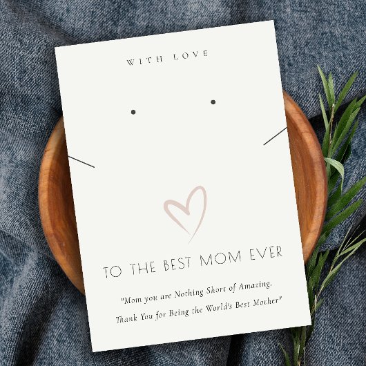 ホワイト赤面ハート最高のママギフトネックレスイヤリング プレイスカード