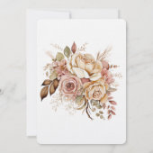 ホワイト赤面ピンククリームボホフローラ結婚ズアーチ 招待状 (裏面)