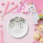 ホワイト赤面ピンクローズブライダルシャワー ペーパープレート (パーティー)