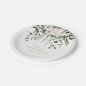 ホワイト赤面ピンクローズブライダルシャワー ペーパープレート (アングル)