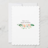 ホワイト赤面フラワーズインビタシオンデベビーシャワー 招待状 (裏面)