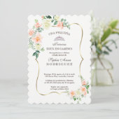 ホワイト赤面フラワーズインビタシオンデベビーシャワー 招待状 (スタンド正面)