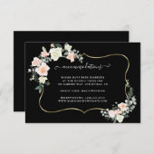 ホワイト赤面フラワーズ結婚金ゴールドの宿泊施設 エンクロージャーカード (正面/裏面)