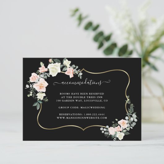 ホワイト赤面フラワーズ結婚金ゴールドの宿泊施設 エンクロージャーカード (スタンド正面)