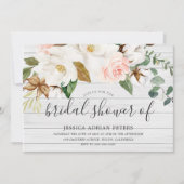ホワイト赤面フローラビューティフル素朴ブライダルシャワー 招待状 (正面)