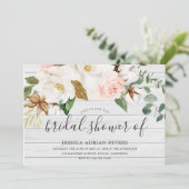 ホワイト赤面フローラビューティフル素朴ブライダルシャワー 招待状 (スタンド正面)