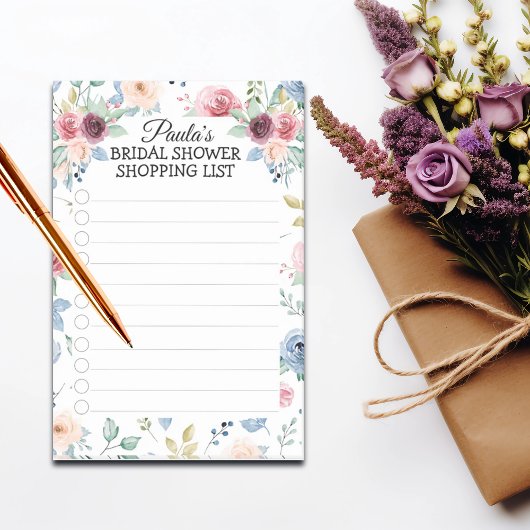 ホワイト赤面ブルーバラブライダルシャワーショッピング一覧 ポストイット