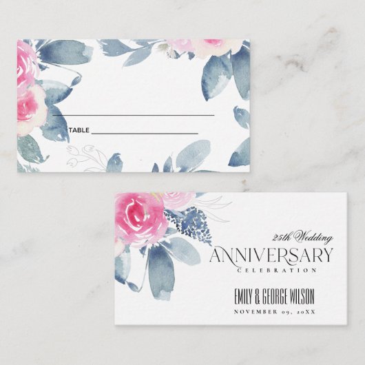 ホワイト赤面ブルーフローラ25周年記念 プレイスカード (正面/裏面)