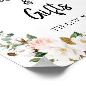 ホワイト赤面マグノリアフローラカードとギフトサイン ポスター (角)