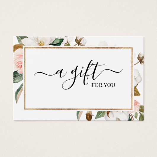 ホワイト赤面マグノリアフローラギフト証明書カード (正面)