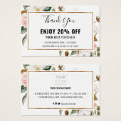 ホワイト赤面マグノリアフローラ割引クーポンカード (正面&裏面)