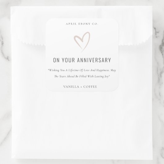 ホワイト赤面ラブハートアニバーサリーギフトキャンドル スクエアシール (バッグ)