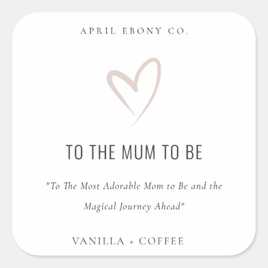 ホワイト赤面ラブハートムームズギフトキャンドル スクエアシール (正面)