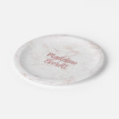 ホワイト赤面大理石とバラ金ゴールド結婚ズモノグラム ペーパープレート (アングル)