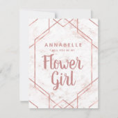 ホワイト赤面大理石バラ金ゴールドフラワーガール提案 招待状 (正面)