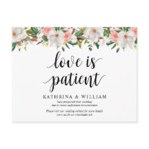 ホワイト赤面花模様、恋は忍耐強く、延期