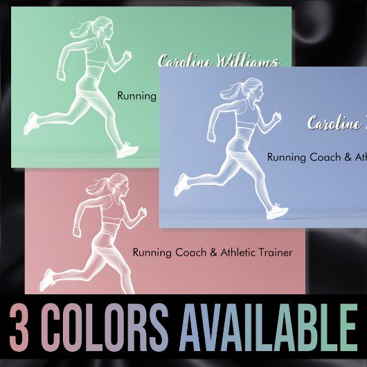 ホワイト走ズの女性ライトブルーのトレーナーコーチ 名刺