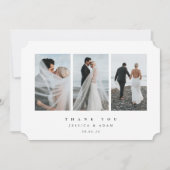 ホワイト超ミニマルトリプル結婚フォトフラット サンキューカード (正面)
