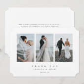 ホワイト超ミニマルトリプル結婚フォトフラット サンキューカード (正面/裏面)