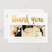 ホワイト金ゴールドありがとうスクリプトタイポグラフィ写真 ポストカード (正面/裏面)