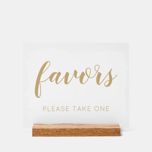 ホワイト金ゴールドお願い1つの結婚式の引き出物 アクリルサイン (正面)