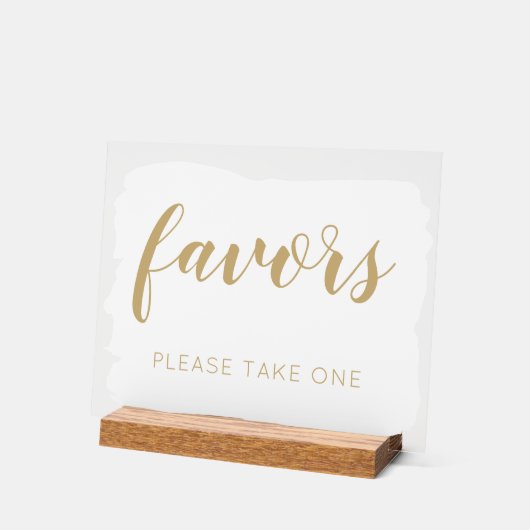 ホワイト金ゴールドお願い1つの結婚式の引き出物 アクリルサイン (傾斜)