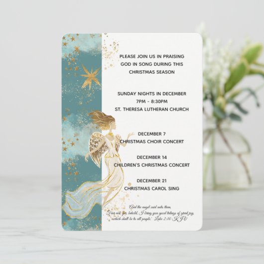 ホワイト金ゴールドとブルーエンジェルクリスマスプログラム シーズンカード (スタンド正面)