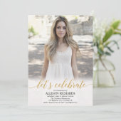 ホワイト金ゴールドの卒業パーティーで祝すよ 招待状 (スタンド正面)