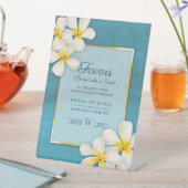 ホワイト金ゴールドアクアフランギパニアートトロピカルズ結婚ズ 台座サイン (インサイチュ)