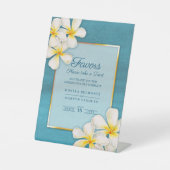 ホワイト金ゴールドアクアフランギパニアートトロピカルズ結婚ズ 台座サイン (正面)