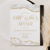 ホワイト金ゴールドアゲートオールホワイトアジェンティバースデーパーティー 招待状