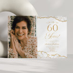 ホワイト金ゴールドアゲート写真60th誕生日パーティー 招待状<br><div class="desc">白金ゴールドアゲエレガントート写真カスタム写真60th Birthday Party Invitation!</div>