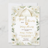 ホワイト金ゴールドアンブレラエイプリルシャワー招待状 招待状 (正面)