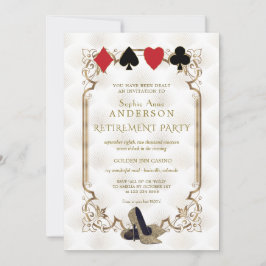 ホワイト金ゴールドアールデコカジノベガストランプのポーカーリタイアメント 招待状