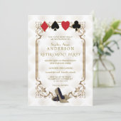 ホワイト金ゴールドアールデコカジノベガストランプのポーカーリタイアメント 招待状 (スタンド正面)