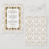ホワイト金ゴールドアールデコギャツビー1920結婚年代の詳細 エンクロージャーカード (正面/裏面)