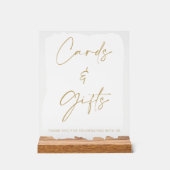ホワイト金ゴールドウェディングカードとギフトテーブル アクリルサイン (正面)