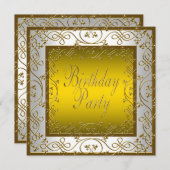 ホワイト金ゴールドウーマンズバースデーパーティー 招待状 (正面/裏面)