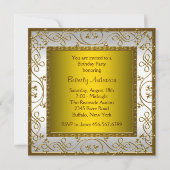 ホワイト金ゴールドウーマンズバースデーパーティー 招待状 (裏面)