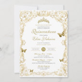 ホワイト金ゴールドエレガントバロックキンセアニェラ 招待状 (正面)