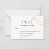 ホワイト金ゴールドエレガントフローラモダン結婚式RSVP ノートカード (正面)